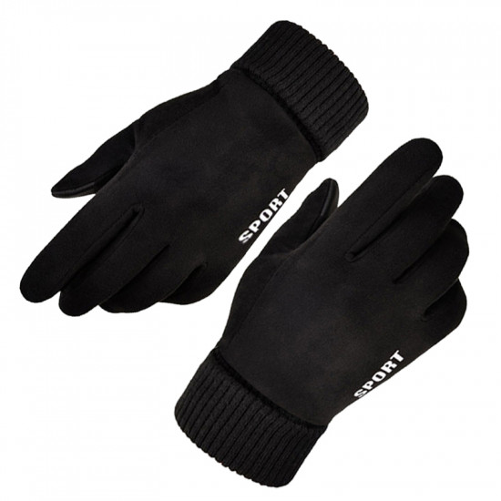 Techsuit  Touchscreen Gloves Suede (ST0009)  PU Leather, Plush Interior  Black