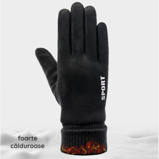 Techsuit  Touchscreen Gloves Suede (ST0009)  PU Leather, Plush Interior  Black