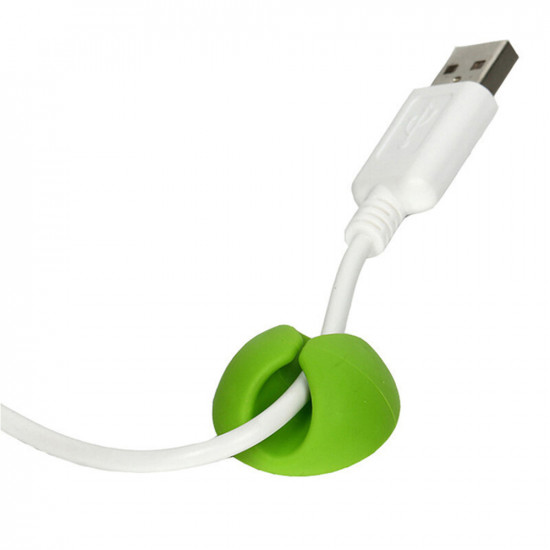 Techsuit  Cable Organizer  from Silicone with Adhesive, Sphere Shape, 1 Slot  Green