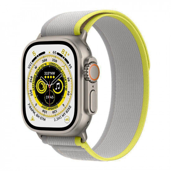 Techsuit  Watchband (W039)  Apple Watch 1/2/3/4/5/6/7/8/9/SE/SE 2 (38/40/41mm)  Yellow / Gray