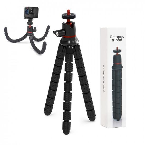 Techsuit Octopus Tripod (JX 004) for Phone and GoPro Action Camera, Portable, Flexible Black Techsuit Octopus Tripod (JX 004) for Phone and GoPro Action Camera, Portable, Flexible Black