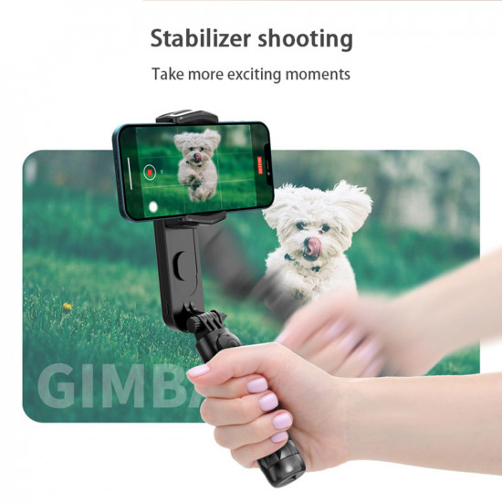 Techsuit  Gimbal Mini Selfie Stick (Q09)  Stabilizer Tripod with LED Light and Bluetooth Remote Control, 70cm  Black