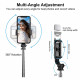 Techsuit  Selfie Stick (Q02S)  Foldable Stable Tripod with LED and Bluetooth Remote Control, 105cm  Black