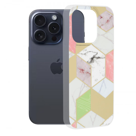 Techsuit Marble Series iPhone 15 Pro Purple Hex Techsuit Marble Series iPhone 15 Pro Purple Hex