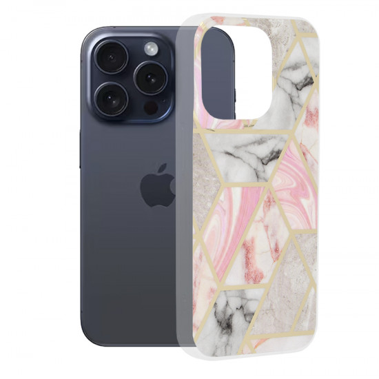Techsuit Marble Series iPhone 15 Pro Pink Hex Techsuit Marble Series iPhone 15 Pro Pink Hex