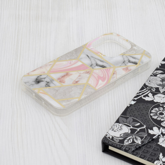 Techsuit Marble Series iPhone 15 Pro Pink Hex Techsuit Marble Series iPhone 15 Pro Pink Hex