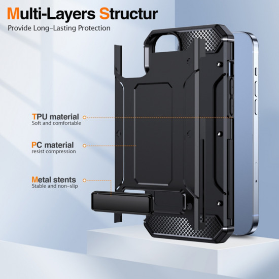 Techsuit  Hybrid Armor Kickstand  iPhone 14 Pro  Black