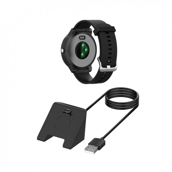 Techsuit  SmartWatch Wireless Charging Cable (TGC3)  for Garmin Watch, USB, 5W, 1m with Desk Holder  Black