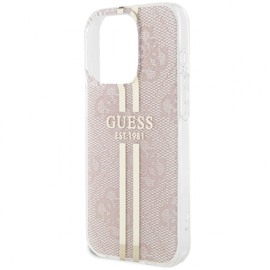 Guess GUHCP15LH4PSEGP iPhone 15 Pro 6.1" pink hardcase IML 4G Gold Stripe