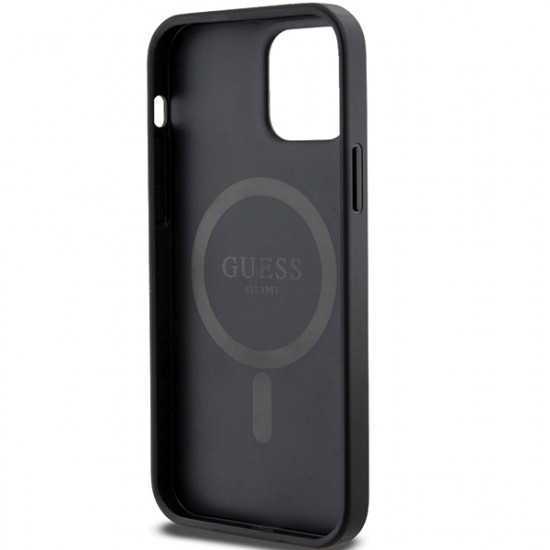 Guess GUHMP12MG4GFRK iPhone 12/12 Pro 6.1" black hardcase 4G Collection Leather Metal Logo MagSafe