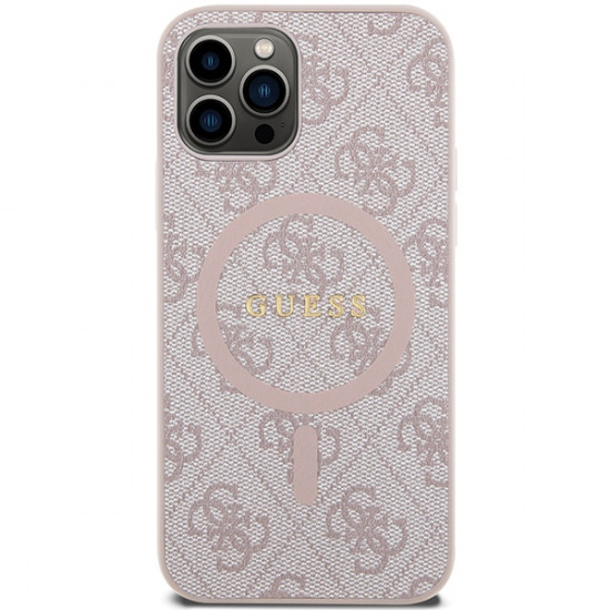 Guess GUHMP12MG4GFRP iPhone 12/12 Pro 6.1" pink hardcase 4G Collection Leather Metal Logo MagSafe