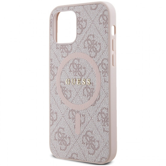 Guess GUHMP12MG4GFRP iPhone 12/12 Pro 6.1" pink hardcase 4G Collection Leather Metal Logo MagSafe