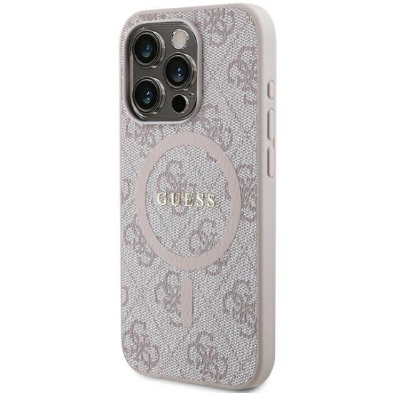 Guess GUHMP13LG4GFRP iPhone 13 Pro / 13 6.1" pink hardcase 4G Collection Leather Metal Logo MagSafe