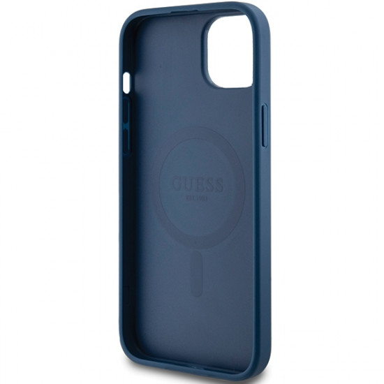 Guess GUHMP15MG4GFRB iPhone 15 Plus / 14 Plus 6.7" blue hardcase 4G Collection Leather Metal Logo MagSafe