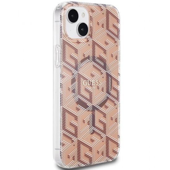 Guess GUHMP15MHGCUSTGW iPhone 15 Plus / 14 Plus 6.7" brown hardcase IML GCube MagSafe