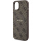 Guess GUHMP15SG4GFRW iPhone 15 / 14 / 13 6.1" brown hardcase 4G Collection Leather Metal Logo MagSafe