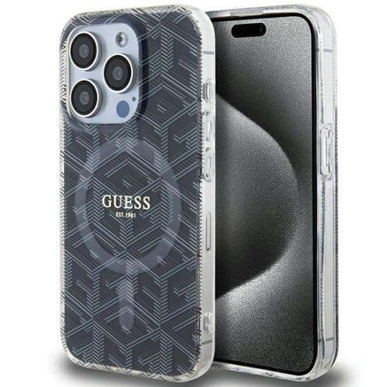 Guess GUHMP15XHGCUSTGK iPhone 15 Pro Max 6.7" black hardcase IML GCube MagSafe