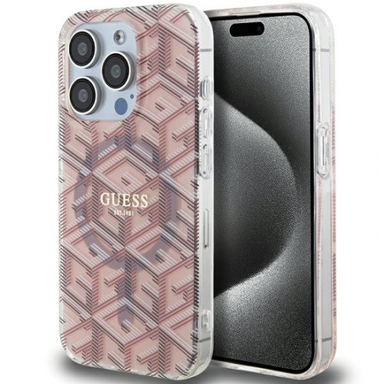 Guess GUHMP15XHGCUSTGP iPhone 15 Pro Max 6.7" pink hardcase IML GCube MagSafe