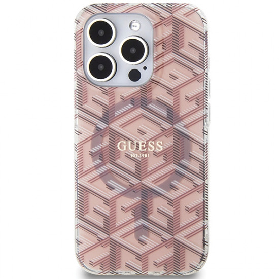 Guess GUHMP15XHGCUSTGP iPhone 15 Pro Max 6.7" pink hardcase IML GCube MagSafe