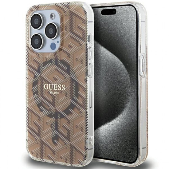 Guess GUHMP15XHGCUSTGW iPhone 15 Pro Max 6.7" brown hardcase IML GCube MagSafe