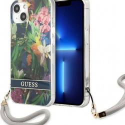 Guess GUHCP13SHFLSB Apple iPhone 13 mini blue hardcase Flower Strap