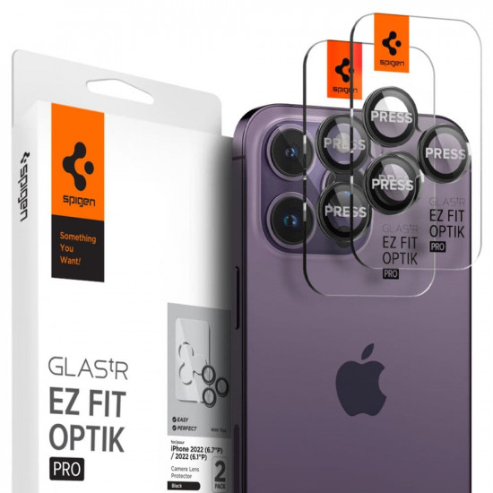 OSŁONA APARATU SPIGEN OPTIK.TR ”EZ FIT” CAMERA PROTECTOR 2-PACK IPHONE 14 PRO / 14 PRO MAX BLACK OSŁONA APARATU SPIGEN OPTIK.TR ”EZ FIT” CAMERA PROTECTOR 2-PACK IPHONE 14 PRO / 14 PRO MAX BLACK