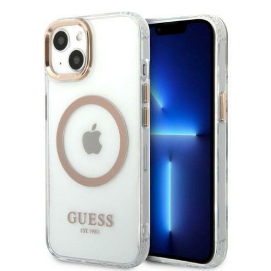 Guess GUHMP13MHTRMD Apple iPhone 13 gold hard case Metal Outline Magsafe