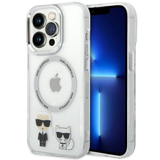 Karl Lagerfeld KLHMP14XHKCT Apple iPhone 14 Pro Max hardcase transparent Karl & Choupette Aluminium Magsafe