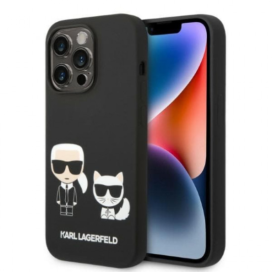 Karl Lagerfeld KLHMP14XSSKCK Apple iPhone 14 Pro Max hardcase black Liquid Silicone Karl & Choupette Magsafe