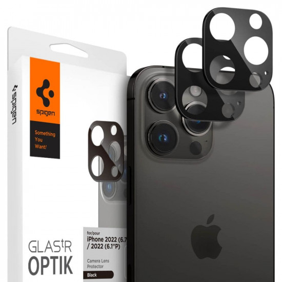 Spigen Optik. TR Camera Protector Camera tempered glass (2 pcs) iPhone 14 Pro / 14 Pro Max black Spigen Optik. TR Camera Protector Camera tempered glass (2 pcs) iPhone 14 Pro / 14 Pro Max black