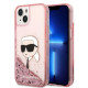 Karl Lagerfeld KLHCP14SLNKHCP Apple iPhone 14 pink hardcase Glitter Karl Head