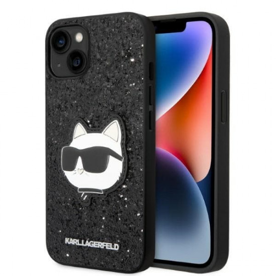 Karl Lagerfeld KLHCP14MG2CPK Apple iPhone 14 Plus black hardcase Glitter Choupette Patch