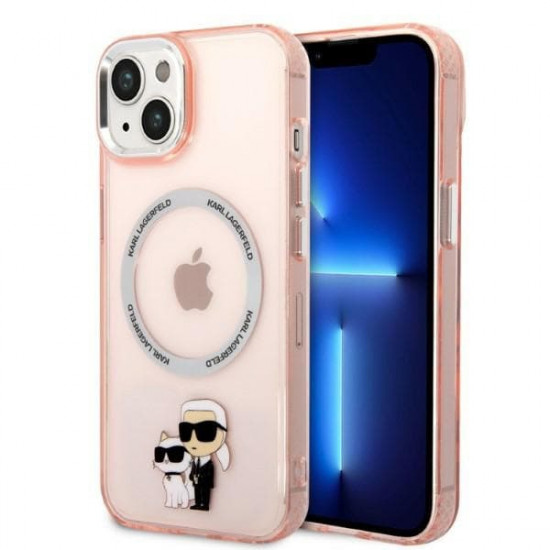 Karl Lagerfeld KLHMP14SHNKCIP Apple iPhone 14 hardcase pink Iconic Karl&Choupette Magsafe