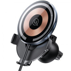 USAMS US-CD164 15W 2w1 Magnetic Air Vent Car Holder with Wireless Charger transparent