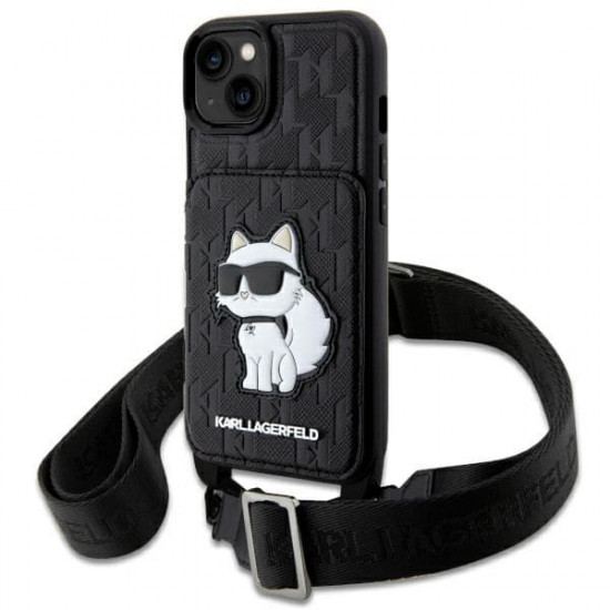 Karl Lagerfeld KLHCP14SCSAKHPCK iPhone 14 6.1" hardcase black Crossbody Saffiano Monogram Choupette