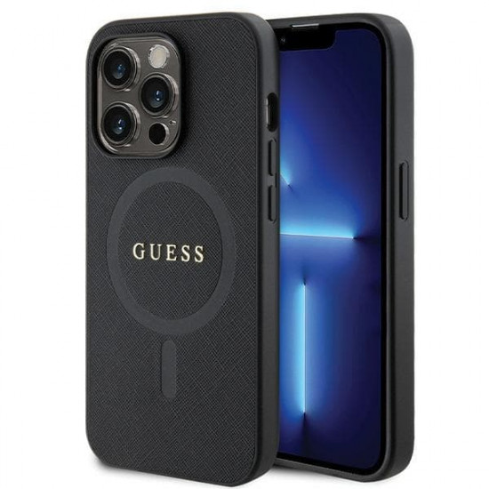 Guess GUHMP14LPSAHMCK iPhone 14 Pro 6.1" black hardcase Saffiano MagSafe