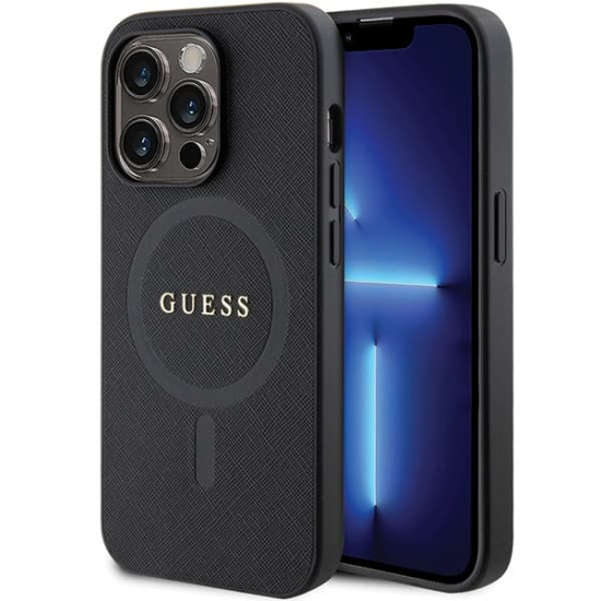 Guess GUHMP14XPSAHMCK iPhone 14 Pro Max 6.7" black hardcase Saffiano MagSafe