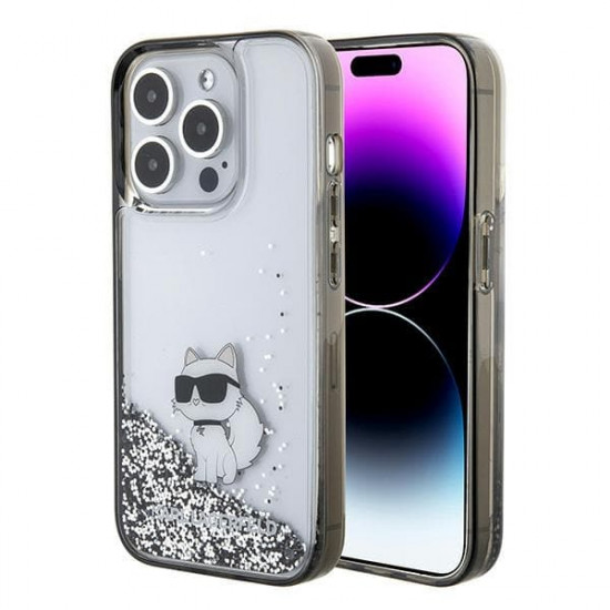 Karl Lagerfeld KLHCP15XLKCNSK iPhone 15 Pro Max 6.7" transparent hardcase Liquid Glitter Choupette