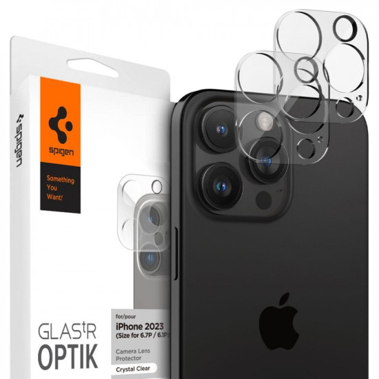 Spigen Optik.tr ez Fit Camera Protector Apple iPhone 14 Pro / 14 Pro Max / 15 Pro / 15 Pro Max Crystal Clear [2 PACK]