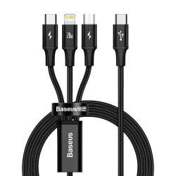 Baseus Rapid 3in1 USB Typ C - USB Typ C / Lightning / micro USB cable 20 W 1,5 m black (CAMLT-SC01)