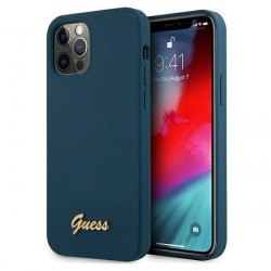 Guess GUHCP12LLSLMGBL iPhone 12 Pro Max 6.7 "blue / blue hardcase Metal Logo Script Guess GUHCP12LLSLMGBL iPhone 12 Pro Max 6.7 "blue / blue hardcase Metal Logo Script