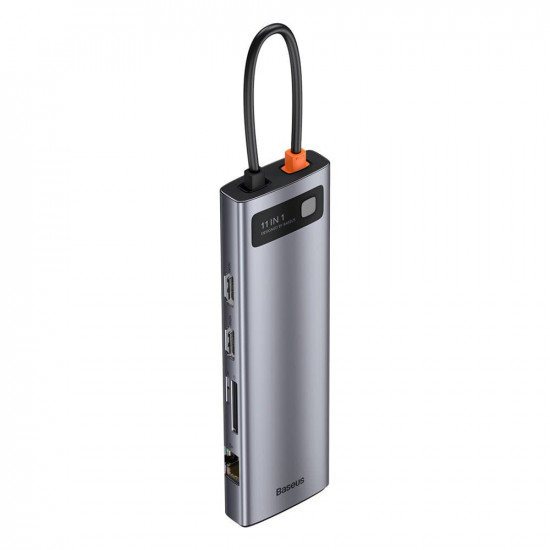 Baseus Metal Gleam 11in1 multifunctional HUB USB Type C - 3x USB 3.2 Gen 1 5Gbps / USB Type C PD 100W / 3,5 mm mini jack AUX / VGA Full HD 60Hz / 2x HDMI 4K 30Hz / TF and Baseus Metal Gleam 11in1 multifunctional HUB USB Type C - 3x USB 3.2 Gen 1 5Gbps / USB Type C PD 100W / 3,5 mm mini jack AUX / VGA Full HD 60Hz / 2x HDMI 4K 30Hz / TF and