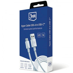 3MK Hyper Cable USB-A to USB-C 5A 60W 1.2m white 3MK Hyper Cable USB-A to USB-C 5A 60W 1.2m white
