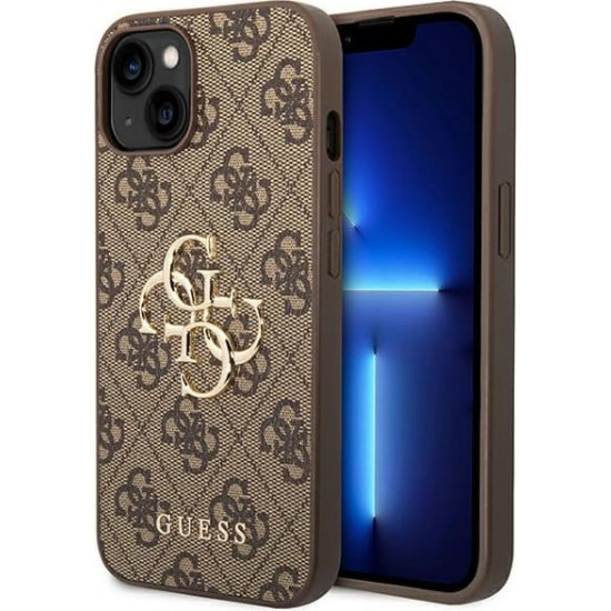 Guess GUHCP14S4GMGBR Apple iPhone 14 brown hardcase 4G Big Metal Logo Guess GUHCP14S4GMGBR Apple iPhone 14 brown hardcase 4G Big Metal Logo