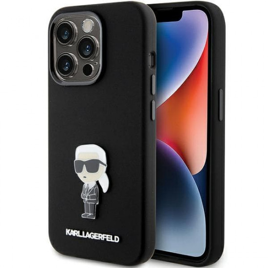 Karl Lagerfeld KLHCP15LSMHKNPK iPhone 15 Pro 6.1" czarny/black Silicone Ikonik Metal Pin