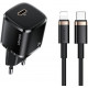 USAMS Wall Charger 1xUSB-C T36 mini 20W + cable USB-C-Lightning black PD3.0 Fast Charging XFKXLOGTL01 (US-CC124+US-SJ484)