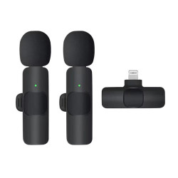Techsuit  (2 pack) Lavalier Wireless (LW1)  with Receiver, Lightning Connector, for iPhone Plug & Play, Collar Clip  Black Techsuit  (2 pack) Lavalier Wireless (LW1)  with Receiver, Lightning Connector, for iPhone Plug & Play, Collar Clip  Black