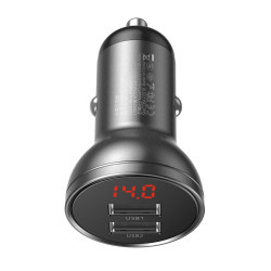 Baseus Digital Display Dual USB 4.8A Car Charger 24W gray (CCBX-0G) Baseus Digital Display Dual USB 4.8A Car Charger 24W gray (CCBX-0G)