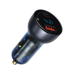 Baseus car charger USB / USB Type C 65 W 5 A SCP Quick Charge 4.0+ Power Delivery 3.0 LCD display gray (CCKX-C0G) Baseus car charger USB / USB Type C 65 W 5 A SCP Quick Charge 4.0+ Power Delivery 3.0 LCD display gray (CCKX-C0G)