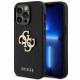 Guess GUHCP15LPSP4LGK iPhone 15 Pro 6.1" black hardcase Leather Perforated 4G Glitter Logo